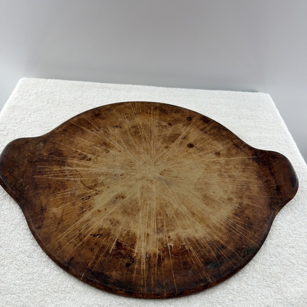 Pampered Chef 15" Large Round Baking Pizza Stone Handles Stoneware USA Seasoned